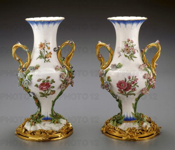 Vase Duplessis, vase about 1752, gilt bronze mount late 19th century. Creators: Jean-Claude Duplessis, Vincennes Porcelain Manufactory.