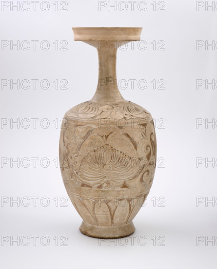 Vase with carved peony scrolls, about 1000. Creator: Unknown.