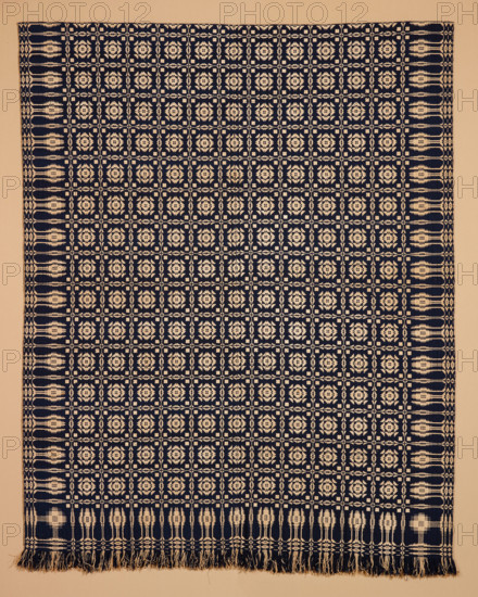 Bed Cover (Overshot Coverlet), about 1800-1850. Creator: Unknown.