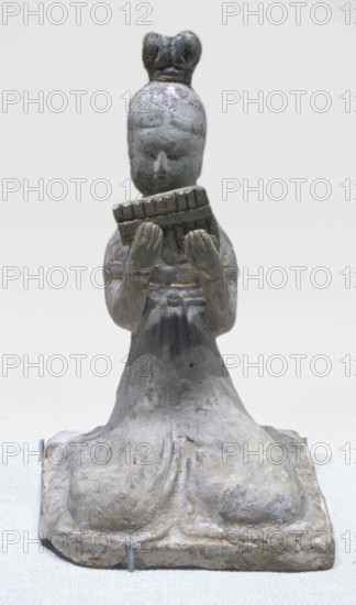 Seated pan-pipe player, about 650. Creator: Unknown.