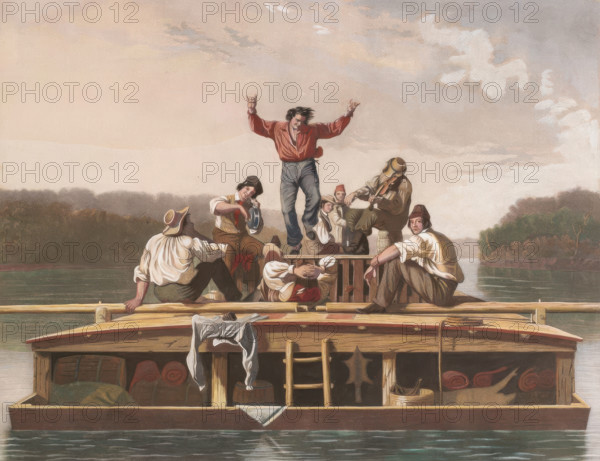 The Jolly Flat Boat Men, 1847. Creator: Thomas Doney.