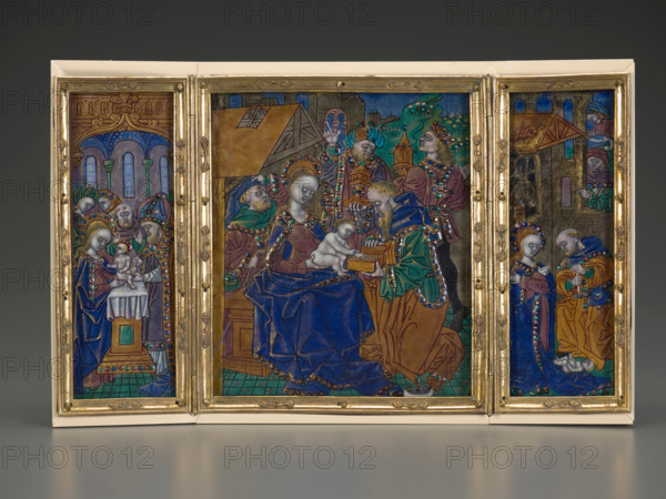 Triptych: Circumcision, Epiphany, Nativity, about 1490. Creator: Master of the Orleans Triptych.