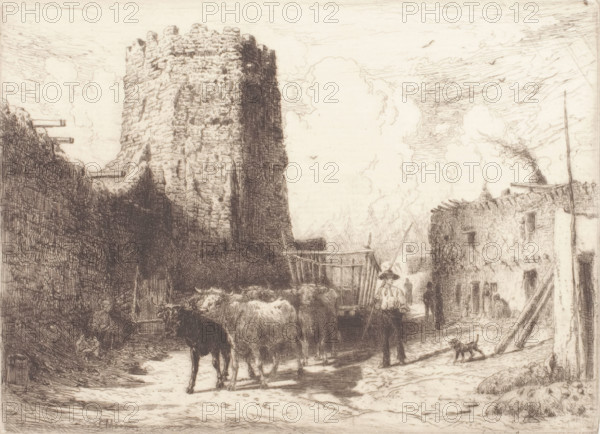 Church of San Miguel and the Pueblo House at Santa Fe, 1881. Creator: Peter Moran.