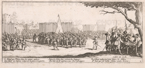 L'Enrolement des troupes (Enrolling the Troops), 1633. Creator: Jacques Callot.