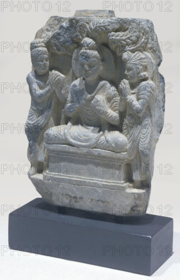 Buddha with Indra and Brahma, 50-100 CE. Creator: Unknown.