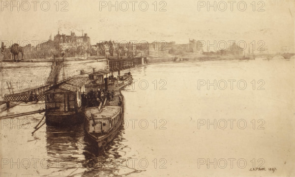 Passenger Boats on the Seine, 1887. Creator: Charles Adam Platt.