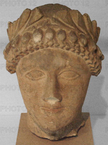 Head of Male Votary with Wreath, about 500-480 BC. Creator: Unknown.