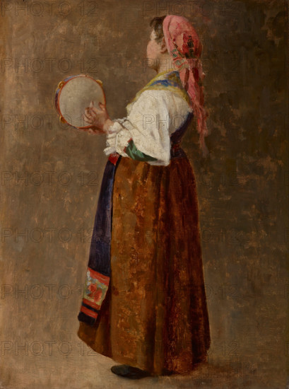 The Tambourine Girl, late 19th-early 20th century. Creator: Margaret A. Rudisill.