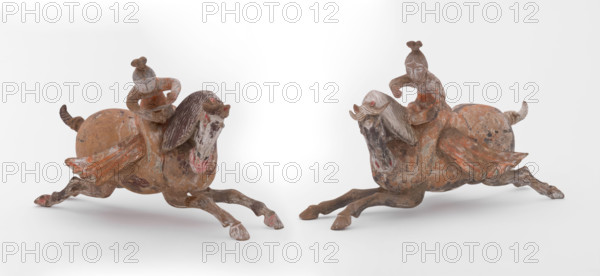 Pair of galloping horses with riders, Tang dynasty (618-907). Creator: Unknown.