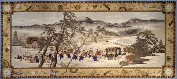 Festival Procession (Aoi Matsuri), 1890-1893. Creators: Imao Keinen, Morizumi Yugoyo, Jimbei Kawashima II.