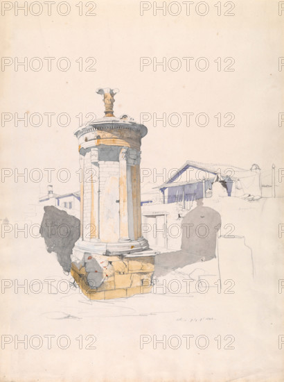 The Choregic Monument of Lysikrates, Athens, July 1846. Creator: Thomas Hartley Cromek.