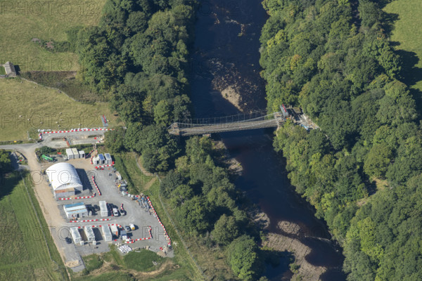 Whorlton suspension bridge under restoration, County Durham, 2024. Creator: Robyn Andrews.