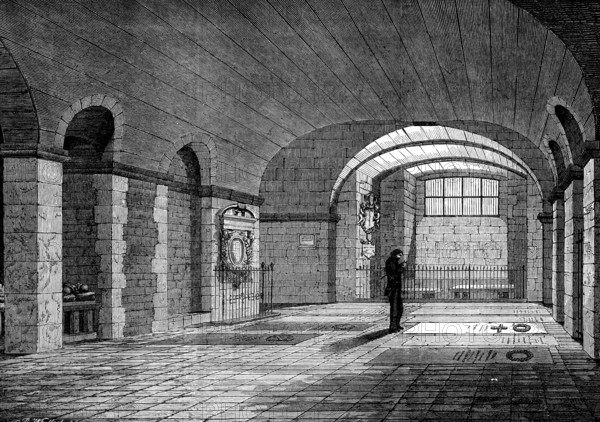 The Artists' Corner in the Crypt of St. Paul's: the grave of Landseer, 1873. Creator: Unknown.