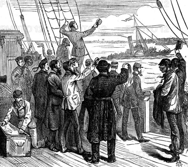 Our special artist's voyage to the Gold Coast - the "Tender Parting" opposite New Brighton, 1873. Creator: Unknown.