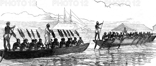 Visit of an African chief and suite to a ship of war, 1873. Creator: Unknown.