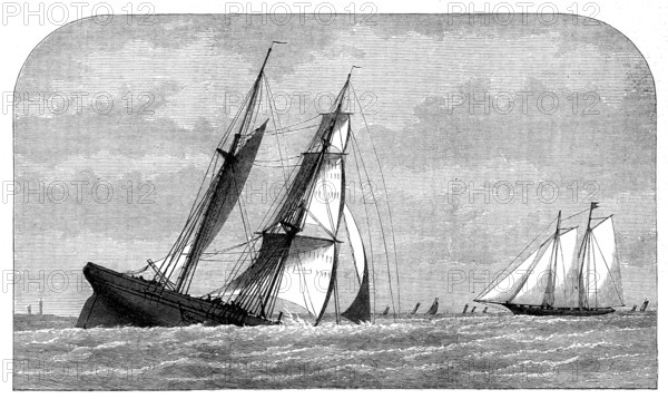 Sinking of a collier off Lowestoft - the yacht Violet at hand, 1873. Creator: Unknown.