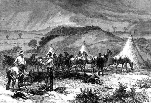 Cannock Chase Manoeuvres: camp of the Royal Engineers, Oak Edge Park, 1873. Creator: Unknown.