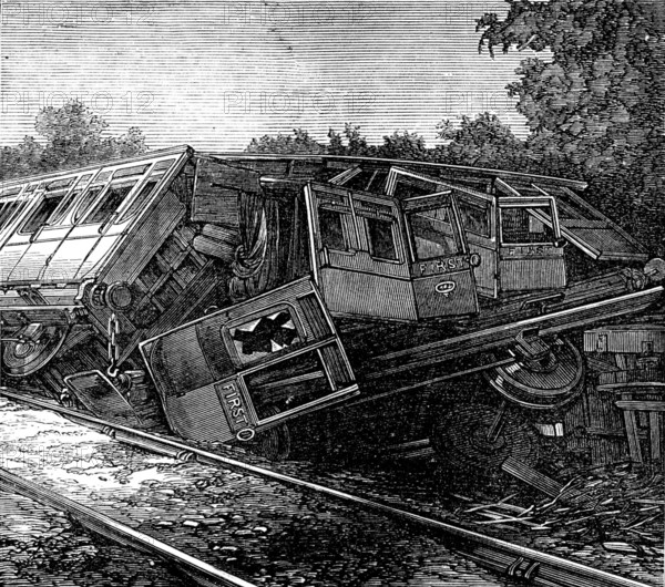 The Railway Disaster near Guildford: wreck of a first-class carriage, 1873. Creator: Unknown.