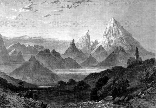 Sunrise on the Watzmann, Berchtesgaden, Bavarian Alps, by Collingwood Smith..., 1873. Creator: J Greenaway.