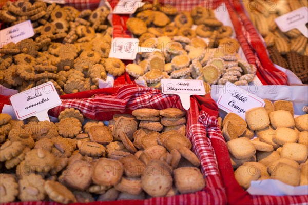 Traditional biscuits on sale at Place Borglie Christmas market, Strasbourg