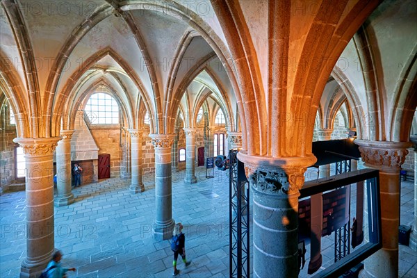 Mont Saint Michel Normandy France. The interior of the abbey