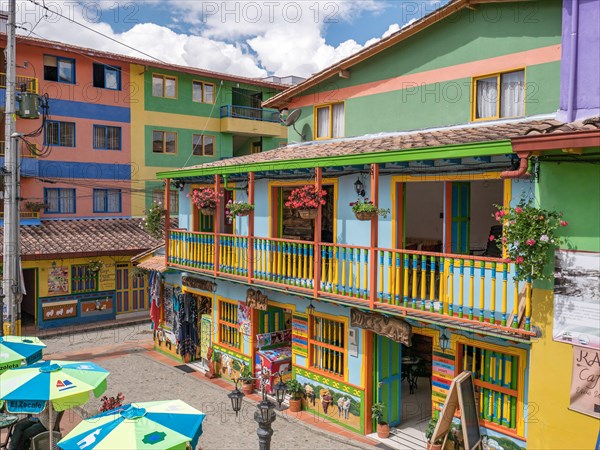 Guatape, Colombia. Typically colourful buildings in Guatape Colombia