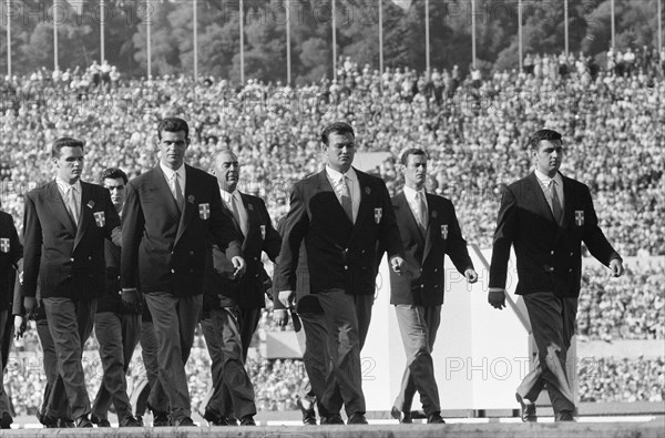 Olympic Games at Rome. Opening. Team of Greece, 25 August 1960, athletes, opening., The Netherlands, 20th century press agency photo, news to remember, documentary, historic photography 1945-1990, visual stories, human history of the Twentieth Century, capturing moments in time