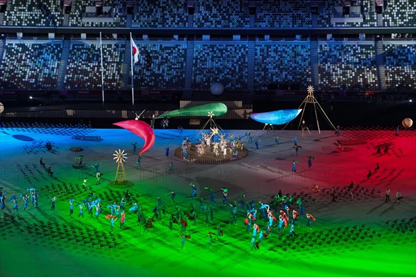 TOKYO, JAPAN - AUGUST 24: General overview during the Opening Ceremony of the Tokyo 2020 Paralympic Games at the Olympic Stadium on August 24, 2021 in Tokyo, Japan (Photo by Ilse Schaffers/Orange Pictures) NOCNSF ATLETIEKUNIE