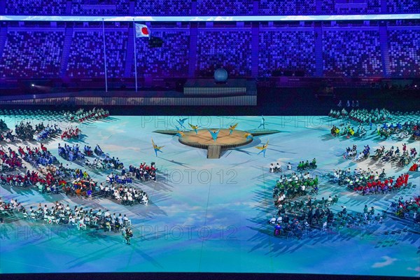 TOKYO, JAPAN - AUGUST 24: General overview during the Opening Ceremony of the Tokyo 2020 Paralympic Games at the Olympic Stadium on August 24, 2021 in Tokyo, Japan (Photo by Ilse Schaffers/Orange Pictures) NOCNSF ATLETIEKUNIE