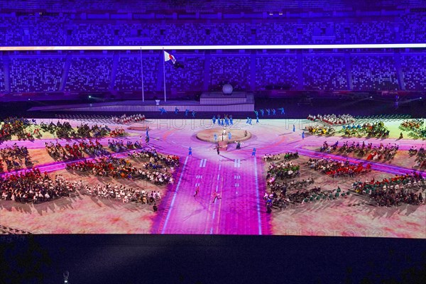 TOKYO, JAPAN - AUGUST 24: General overview during the Opening Ceremony of the Tokyo 2020 Paralympic Games at the Olympic Stadium on August 24, 2021 in Tokyo, Japan (Photo by Ilse Schaffers/Orange Pictures) NOCNSF ATLETIEKUNIE