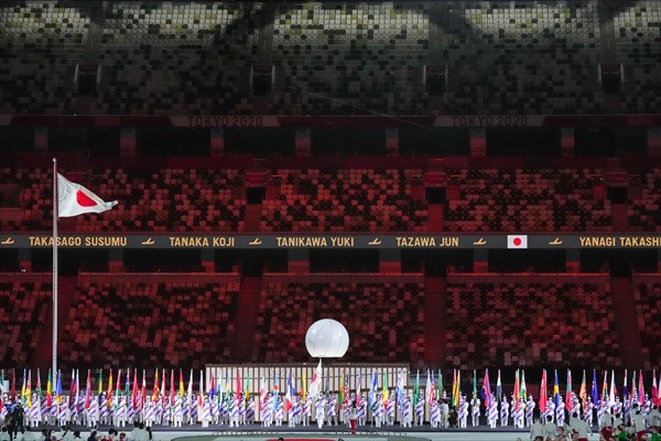 TOKYO, JAPAN - AUGUST 24: General overview during the Opening Ceremony of the Tokyo 2020 Paralympic Games at the Olympic Stadium on August 24, 2021 in Tokyo, Japan (Photo by Helene Wiesenhaan/Orange Pictures) NOCNSF ATLETIEKUNIE