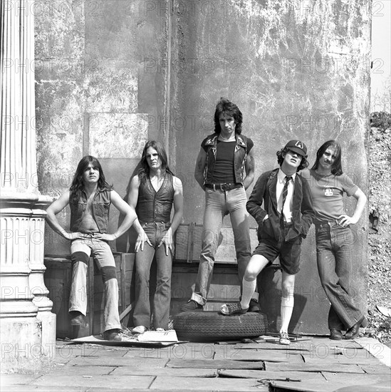 Australian rock band AC/DC at Shepperton Studio's UK 1976