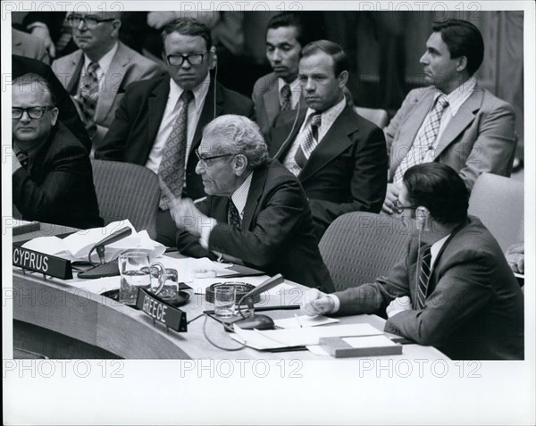 Jul. 07, 1974 - Security Council meets to discuss the situation in Cyprus: At the request of the Secretary - General and the Permanent Representative of Cyprus, the Security Council met this afternoon to consider the situation in Cyprus following a coup against the Government of Archbishop Makarios by the country's National Guard. Cyprus Permanent Representative to the UN Zenon Rossides, speaking at today's meeting.