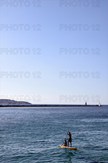 Paddleboarding, Anse des Catalans, beach, Marseille, France Oct 2019