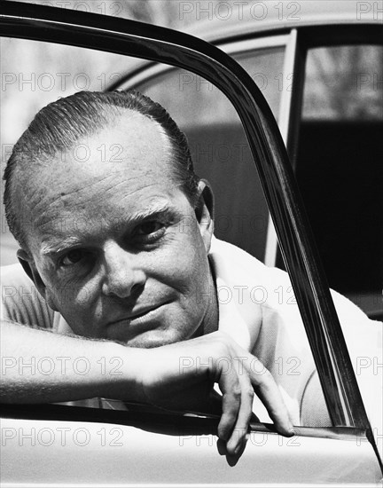 Truman Capote, American writer, born in New Orleans, 1924. Author of In Cold Blood, Breakfast at Tiffany's, A Christmas Memory and Other Voices, Other Rooms among numerous others. He died in Los Angeles, on August 26, 1984. 1963.