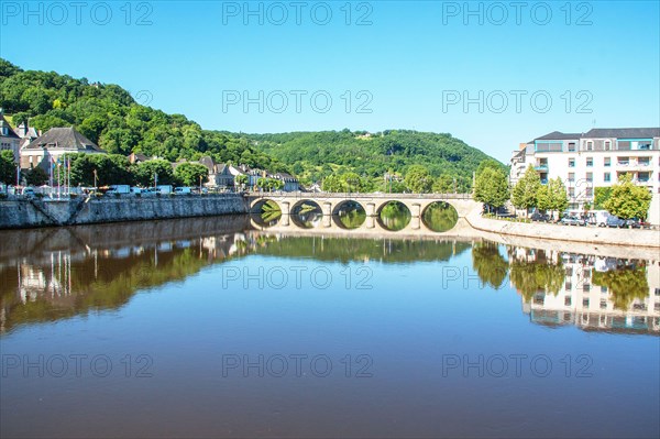 Terrasson. The old bridge . Dordogne. Nouvelle-Aquitaine