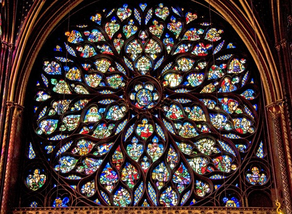 The Rose Window portraying the Apocalypse in the Upper Chapel of the Sainte-Chapelle, Paris