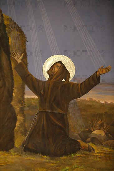 St. Francis of Assisi receives the Stigmata. Sant'Anna al Laterano church.