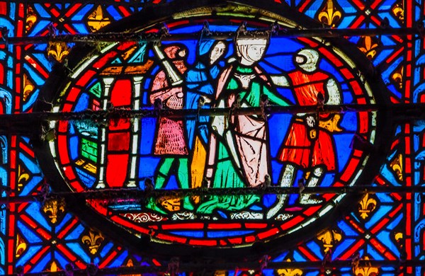 Knights Queen Medieval Life Stained Glass Saint Chapelle Paris France.