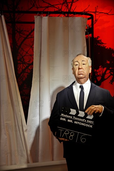 Famous director Alfred Hitchcock  in Madame Tussauds waxworks museum, Prater park, Vienna