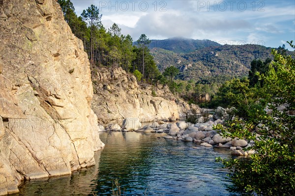 The solenzara river towards the peaks of Bavella ia a magic place.