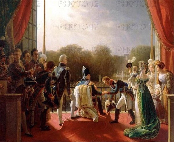 . English: Louis XVIII and the French royal family assisting at the return of the troops of the Spanish expedition from the balcony of the Tuileries, 1824 Français : La Famille royale et la Cour entourant le Roi, qui, placé au grand balcon des Tuileries , voit défiler l'armée le 2 décembre 1823. 14 April 2017.   Louis Ducis  (1775–1847)    Alternative names Jean-Louis Ducis  Description French painter  Date of birth/death 14 July 1775 2 March 1847  Location of birth/death Versailles Paris  Authority control  : Q2421935 VIAF: 2743500 ISNI: 0000 0000 6659 8851 ULAN: 500014429 LCCN: no2009120548