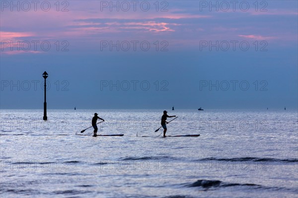 Dunkirk. France. 09.12.16. Stand up paddle surfing or stand up paddle boarding is an offshoot of surfing that originated in Hawaii.