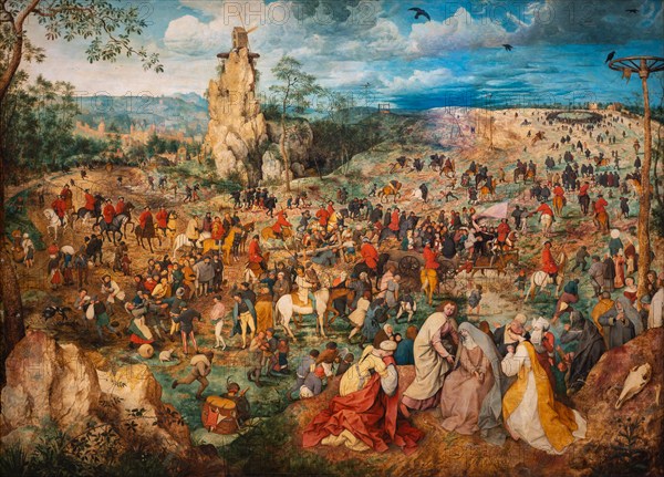 "The procession to Calvary" (1564) by Pieter Bruegel (also Brueghel or Breughel) the Elder (1525/30-1569).