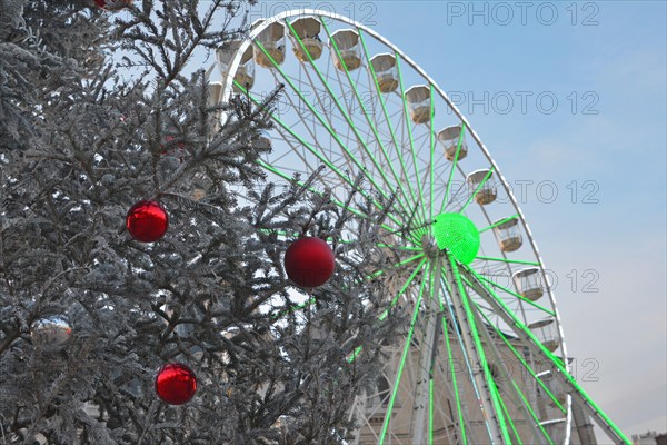 Ferris wheel with fir-tree in France.