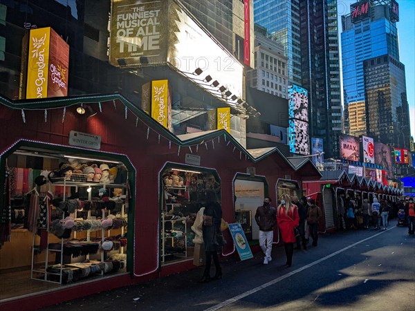 December 12, 2021, New York City, New York, United States: Holiday market stalls are being built at Times Square in New York City during the holiday season (Credit Image: © Ryan Rahman/Pacific Press via ZUMA Press Wire)