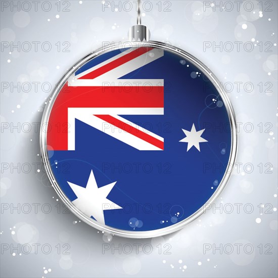 Merry Christmas Silver Ball with Flag Australia