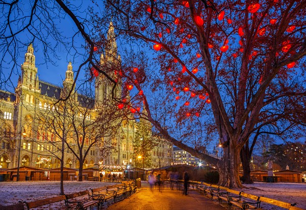 Vienna Town Hall decorated for christmas