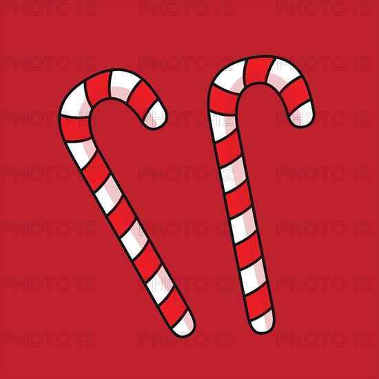 two red white candy canes for christmas vector illustration EPS10