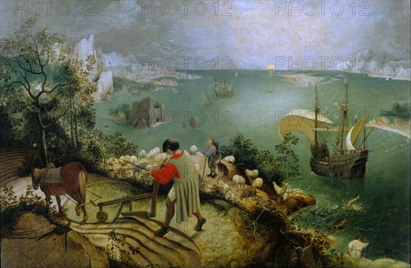 Landscape with the Fall of Icarus (Landschaft mit Sturz des Ikarus) (1558) Pieter Bruegel (Brueghel) the Elder (I) - High Quality and Resolution image